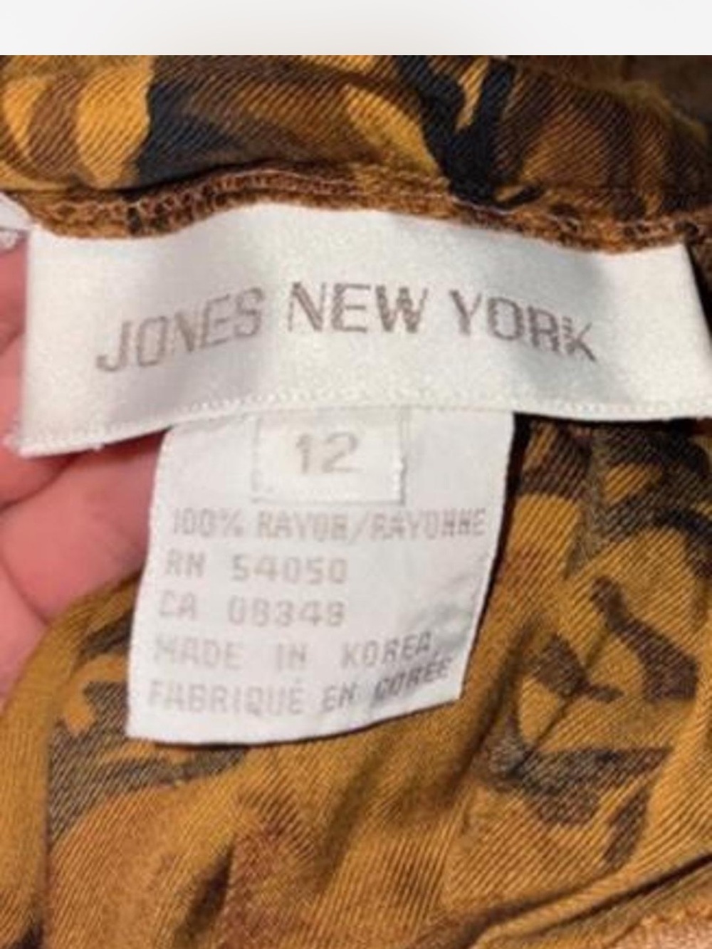 Vintage Jones New York Mustard Maxi Skirt with Black Floral Print - Picture 2 of 2